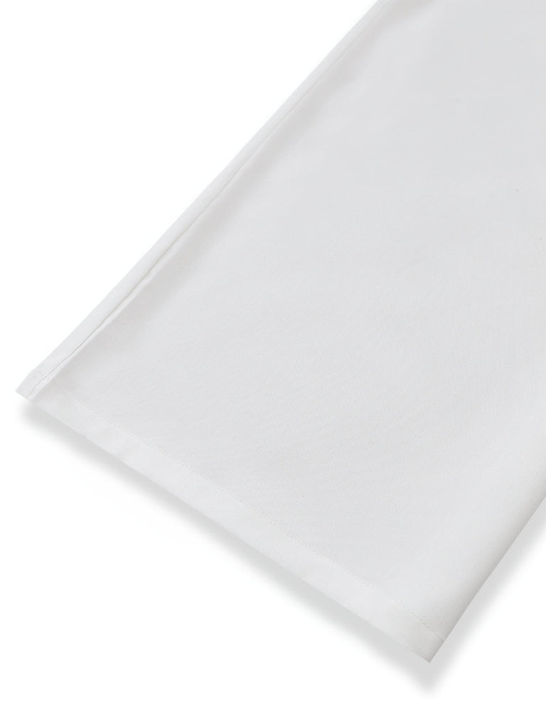 2-teiliges Set im Stil der 1950er Jahre: Schwarz-Weißes Cape-Kragen-Set mit Farbblock-Design (Oberteil und Hose) – Details