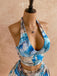 Blauer 70er Top & Rock mit Neckholder und gerafft