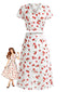 Roter 60er Top & Rock mit Kirschen und V-Ausschnitt