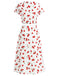 Roter 60er Top & Rock mit V-Ausschnitt und Kirschen