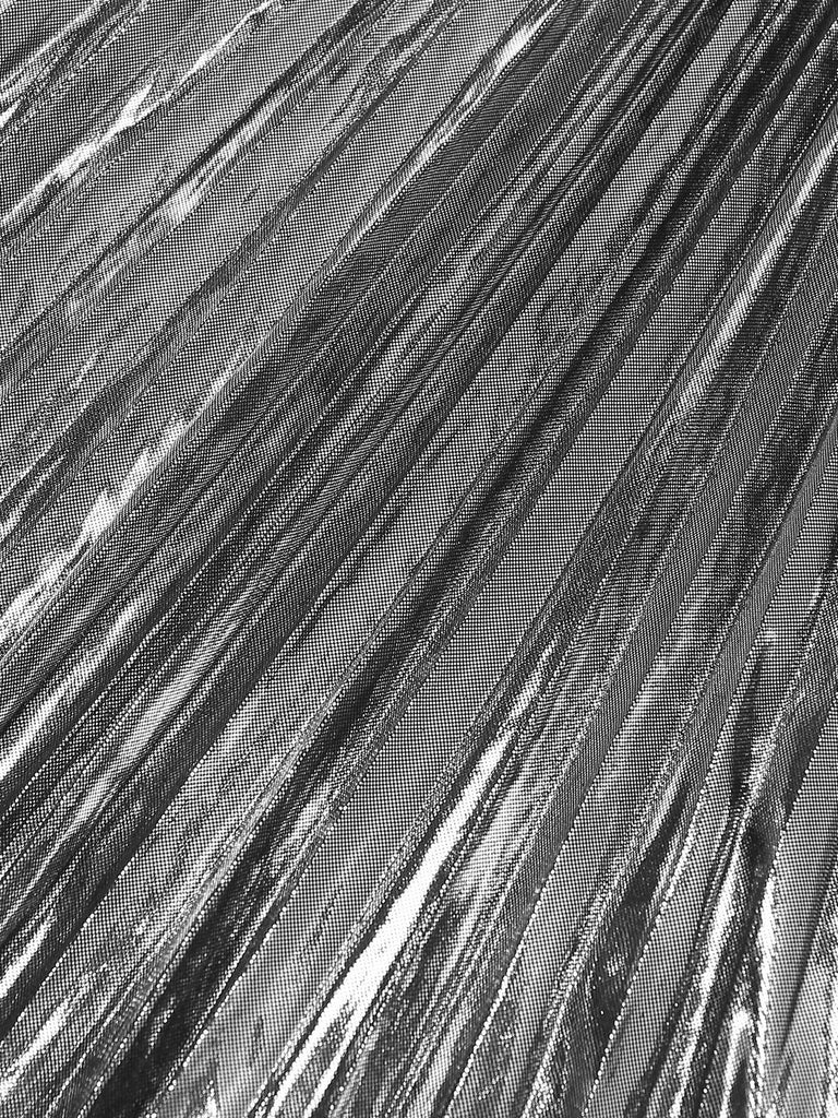 Silber 2PCS Metallic 1980er Plissiertes Cut-Out Badeanzug & Cover-Up