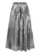 Silber 2PCS Metallic 1980er Plissiertes Cut-Out Badeanzug & Cover-Up
