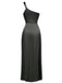 1940er Solide Satin Eine Schulter Kleid