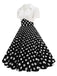 1950er Revers Polka Dots Patchwork Swing Kleid