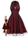[Vorverkauf] Dunkelrot 1950er Tupfen Netz Swing Kleid