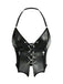 Schwarz 1980er Gothic Kreuz Kordelzug Chain Halter Korsett