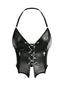 Schwarz 1980er Gothic Kreuz Kordelzug Chain Halter Korsett