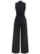 Schwarz 1930er Ärmellos Chain Kordelzug Halbrollkragen Jumpsuit