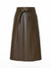 Braun 1980er Leder Hoher Taille  Midi Rock