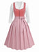 Rosa 50er Oktoberfest-Dirndl-Set mit Spitzentop und Schürze