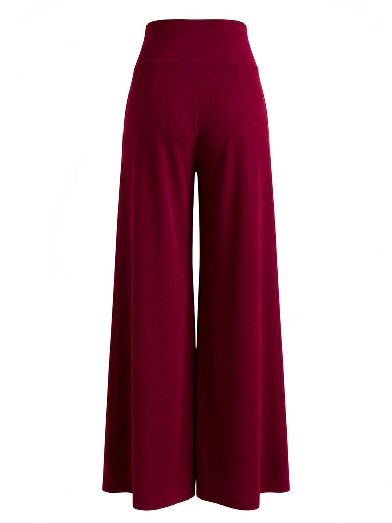 1950er Solide Hoch Taille Doppel Knopfreihe Weitbein Hose