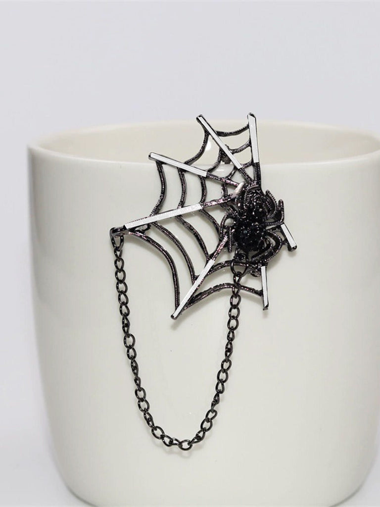 Halloween Diamant Spinnennetz Gothic Brosche