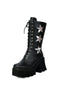 Vintage Steampunk Sternendruck Plattform Halbhohe Stiefel
