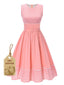 [Vorverkauf] Rosa 1950er Gingham Plaid Patchwork Baumwolle Kleid