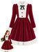[Vorverkauf] Rotes & weißes 50er Weihnachts-Samtkleid mit Flauschbesatz und Schleife