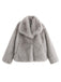 Grau 1980er Kunstpelz Kurzer Jacke