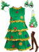 Grün 1960er Weihnachtsbaum Stufen Kleid Set