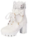 Vintage Spitze Perlen Bogen Blockabsatz Stiefel