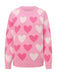 Rosa 1950er Valentinstag Herz Perle Pullover