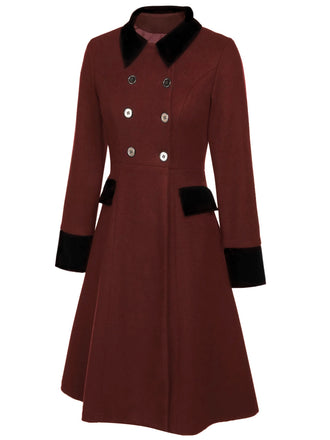 Rot Einfarbiger Mantel Mit Knöpfen