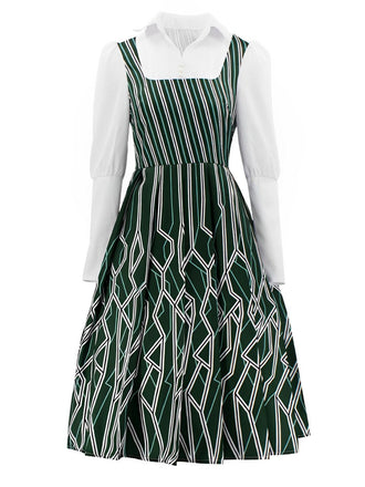 Grün 1960er Wicked-Inspiriert Elphaba Unregelmäßige Streifen Kleid