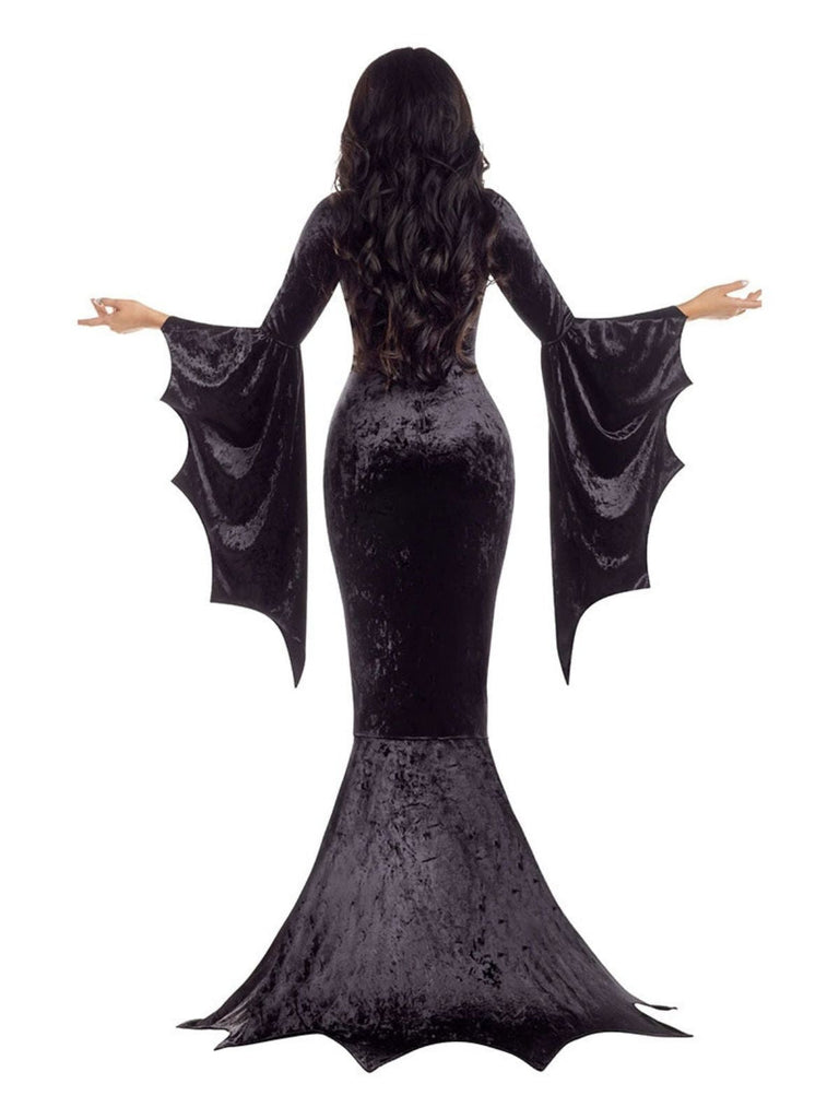 1930er Halloween Samt Hexe Fledermausärmel Meerjungfrauen Kleid