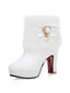 Weiße Spitz Zulaufende High Heels Pelzschleife