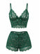 1960er Spaghetti Träger Spitze Blumen Bogen Pyjama Set