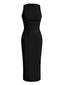 Schwarz 1960er Solide Ärmellos Enges Kleid
