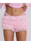 1980er Mehrschichtig Spitze Rüschen Tief sitzend Shorts