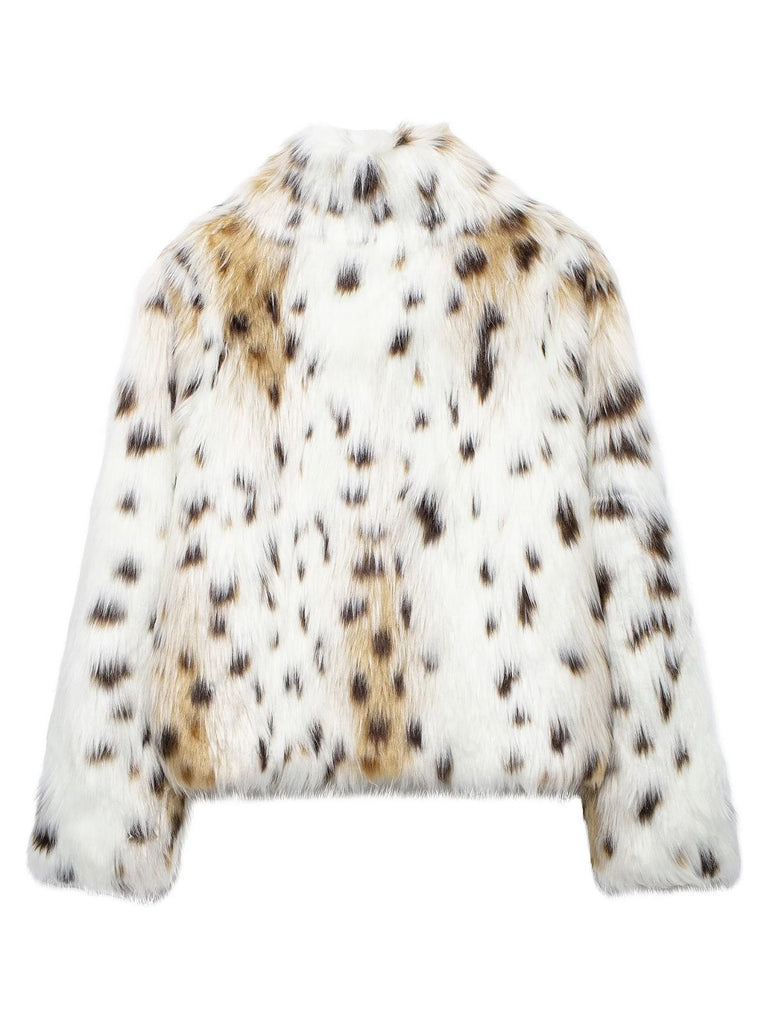 Weiß 1980er Ren Kunstpelz Jacke