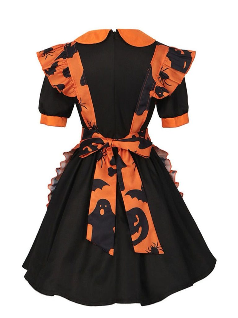 1950er Halloween Kürbis Geist Rüschen Kleid