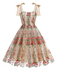 1950er Bestickt Netz Schnürung Herzförmiger Hals Kleid