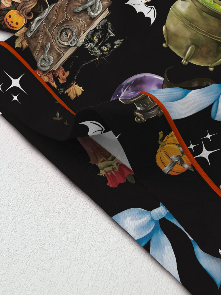 1970er Halloween Hexendruck Satin Pyjama