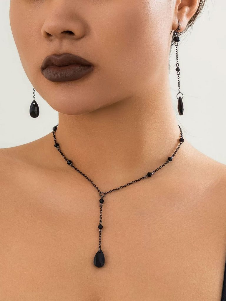 Vintage Träne Chain Punk Ohrringe & Halskette