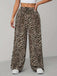1970er Leopard Weites Bein Kordelzug Hose