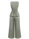 2PCS Solide 1940er Ärmellos Top & Weites Bein Hose