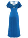 1930er Herz Neck Rüschen Sleeve Satin Kleid