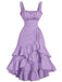 1950er Träger Gerafft Gestuft Rüschen Saum Kleid
