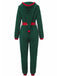 Grün 1970er Weihnachten Sherpa Hooded Jumpsuit Pyjama
