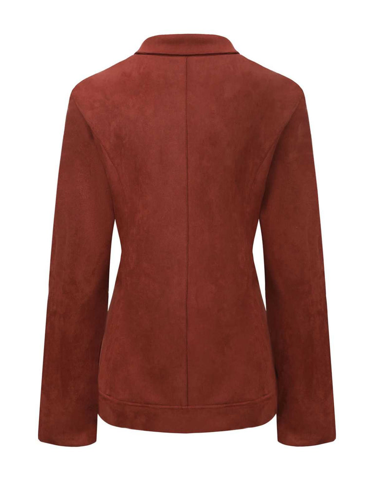 Braun 1940er Revers Wildleder Tasche Blazer