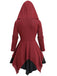 Rot 1980er Gothic Asymmetrischer Saum Hooded Jacke