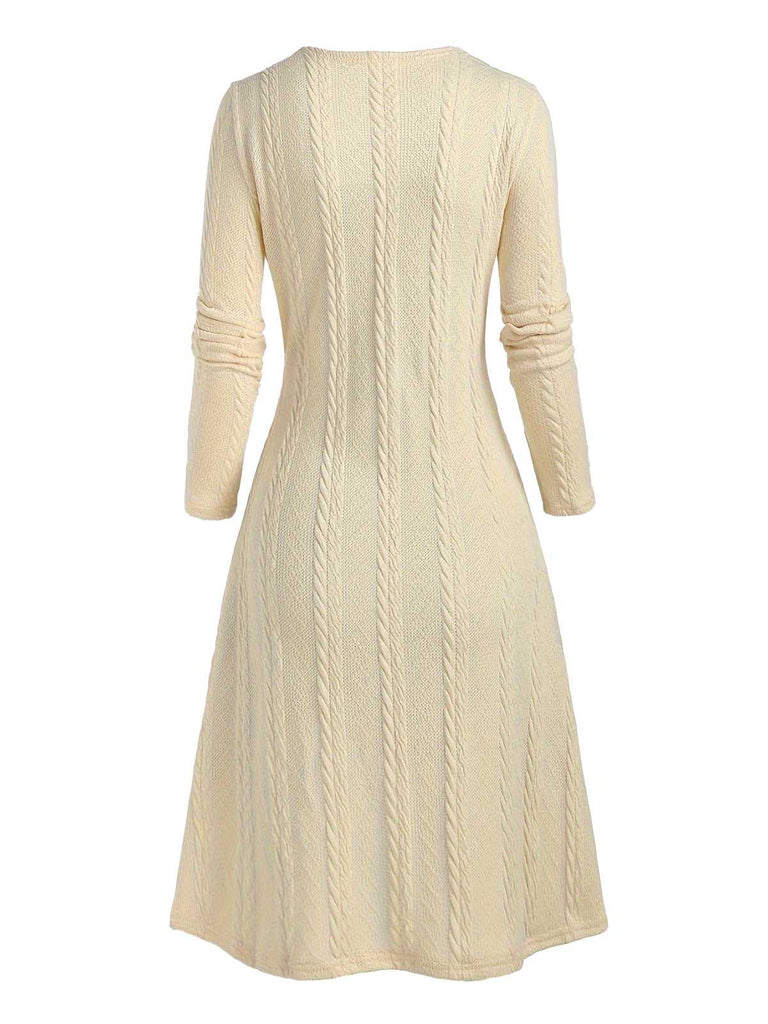 [Übergröße] 1940er Bogen Plaid Stricken Kleid