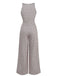 1970er Ärmellos Geometrischer Druck Taille-Bogen Jumpsuit