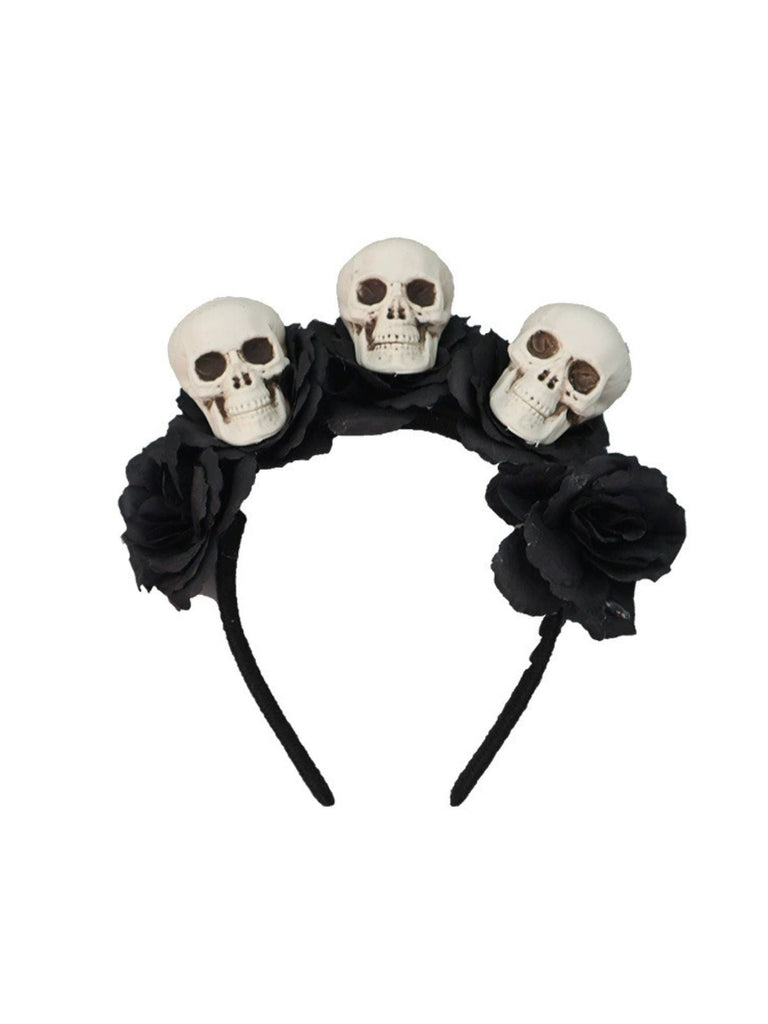 Schwarz Halloween Schädel & Rosen Stirnband