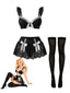 [Vorverkauf] Schwarz 1980er Spitze Bogen Maid Kostüm Loungewear Set