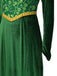 Grün 1930er Shrek im Mittelalterlichen Stil Stickerei Kleid
