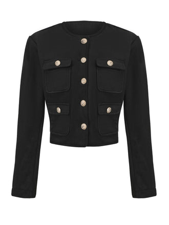 Schwarz 1940er Solide Kunstwolle Kurz Jacke