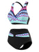 1940er Unregelmäßig bedrucktes Patchwork Bikini Set