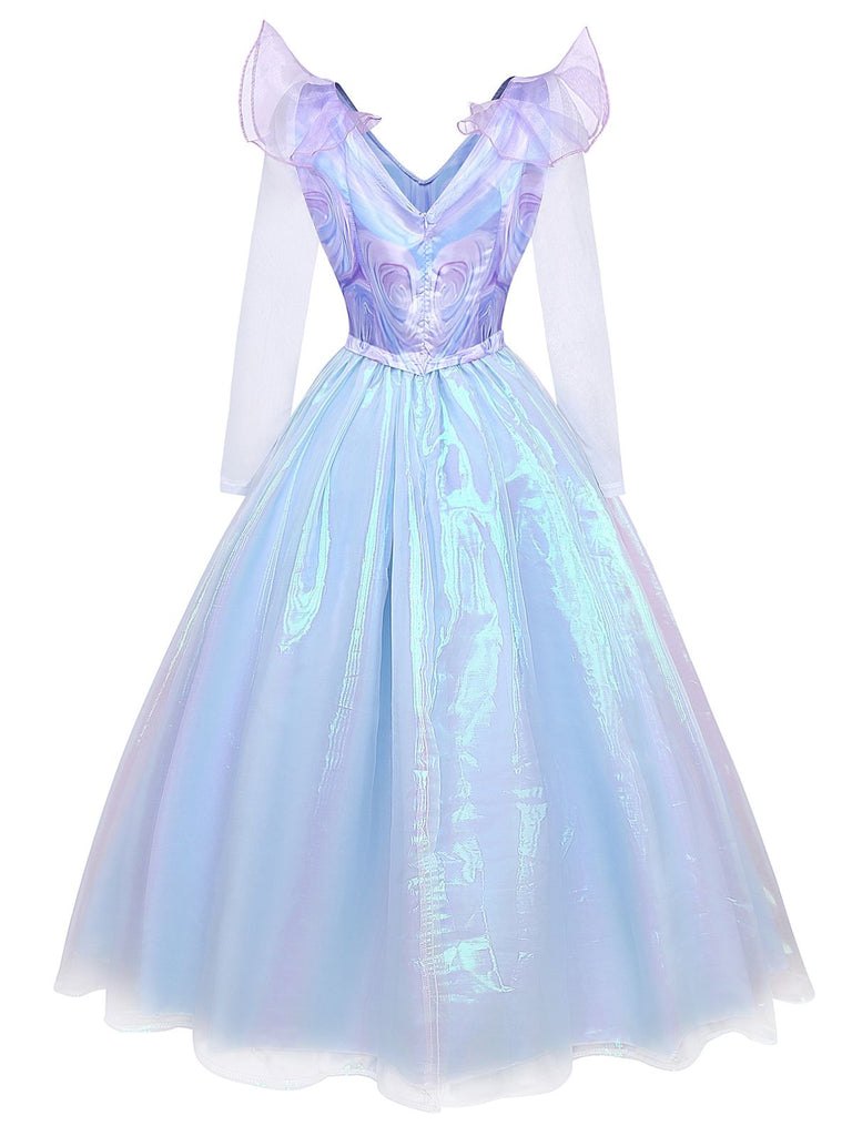 Blau 1950er Böse Hexe Netz Kleid